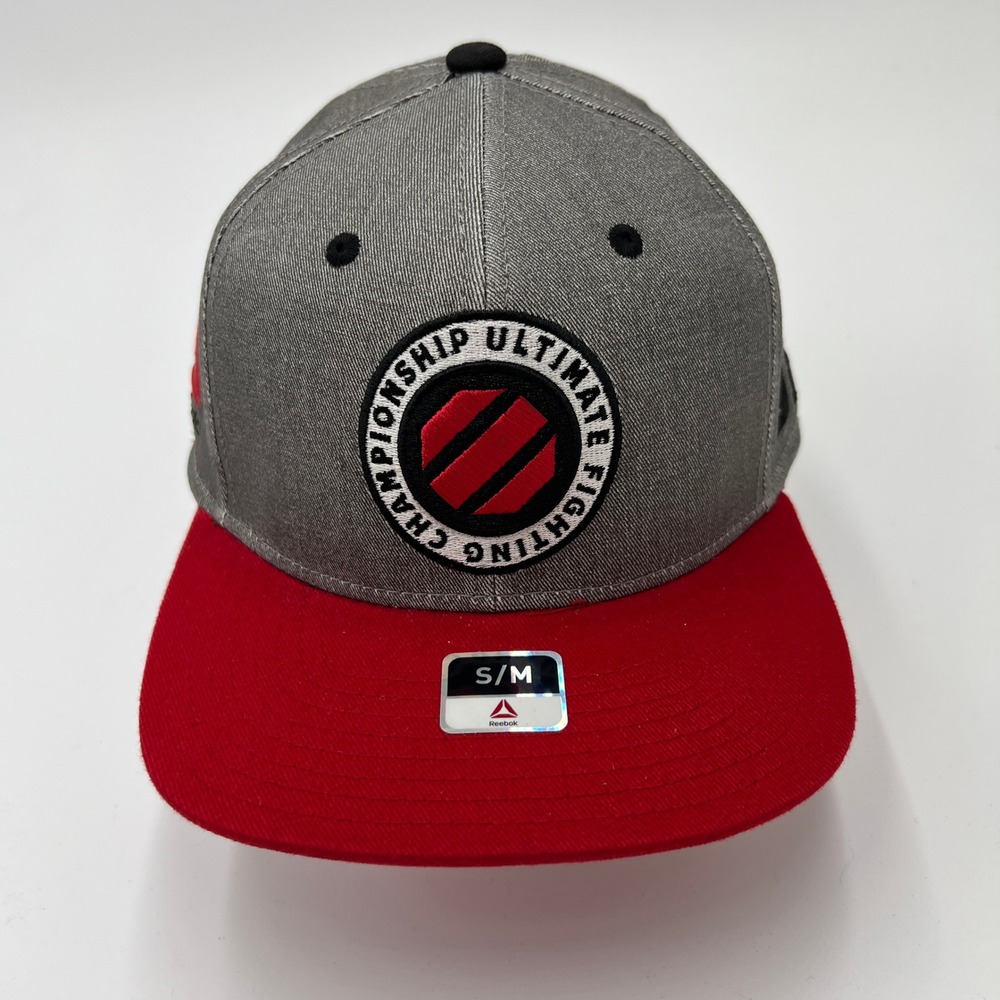 Reebok UFC Ultimate Fighting Championship Hat Gray Red Fitted S/M New With Tags‎